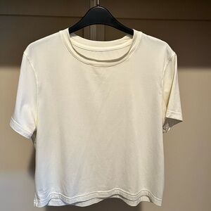 Outdoor Voices Cream Short Sleeve Boxy Crop Tee